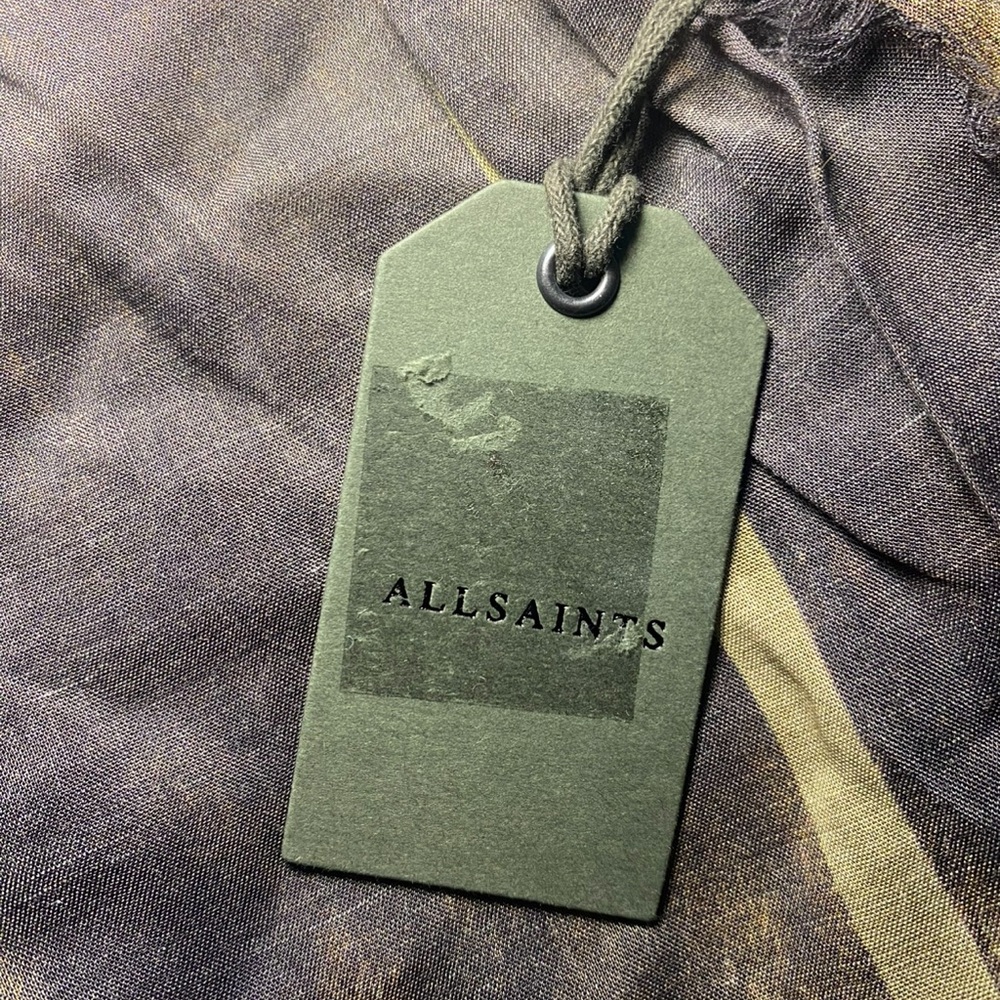 NWT All Saints Women’s Stripe Square Scarf Tie Dye Stripes Peace Gift Luxury - Picture 8 of 10